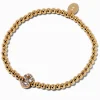 Claire's Bracelets-Bracelet élastique à initiale pavé perlé couleur dorée - S
