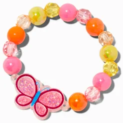 Claire's Bracelets-Bracelet élastique perlé breloque shaker papillon rose Claire's Club
