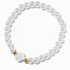 Claire's Bracelets-Bracelet élastique perlé couleur argentée et fleurs blanches