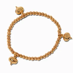 Claire's Bracelets-Bracelet élastique perlé cœur couleur dorée