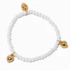 Claire's Bracelets-Bracelet élastique perle d’imitation et cœur couleur dorée