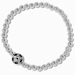 Claire's Bracelets-Bracelet élastique perlé football couleur argentée