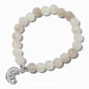 Claire's Bracelets-Bracelet élastique perlé gris breloque lune