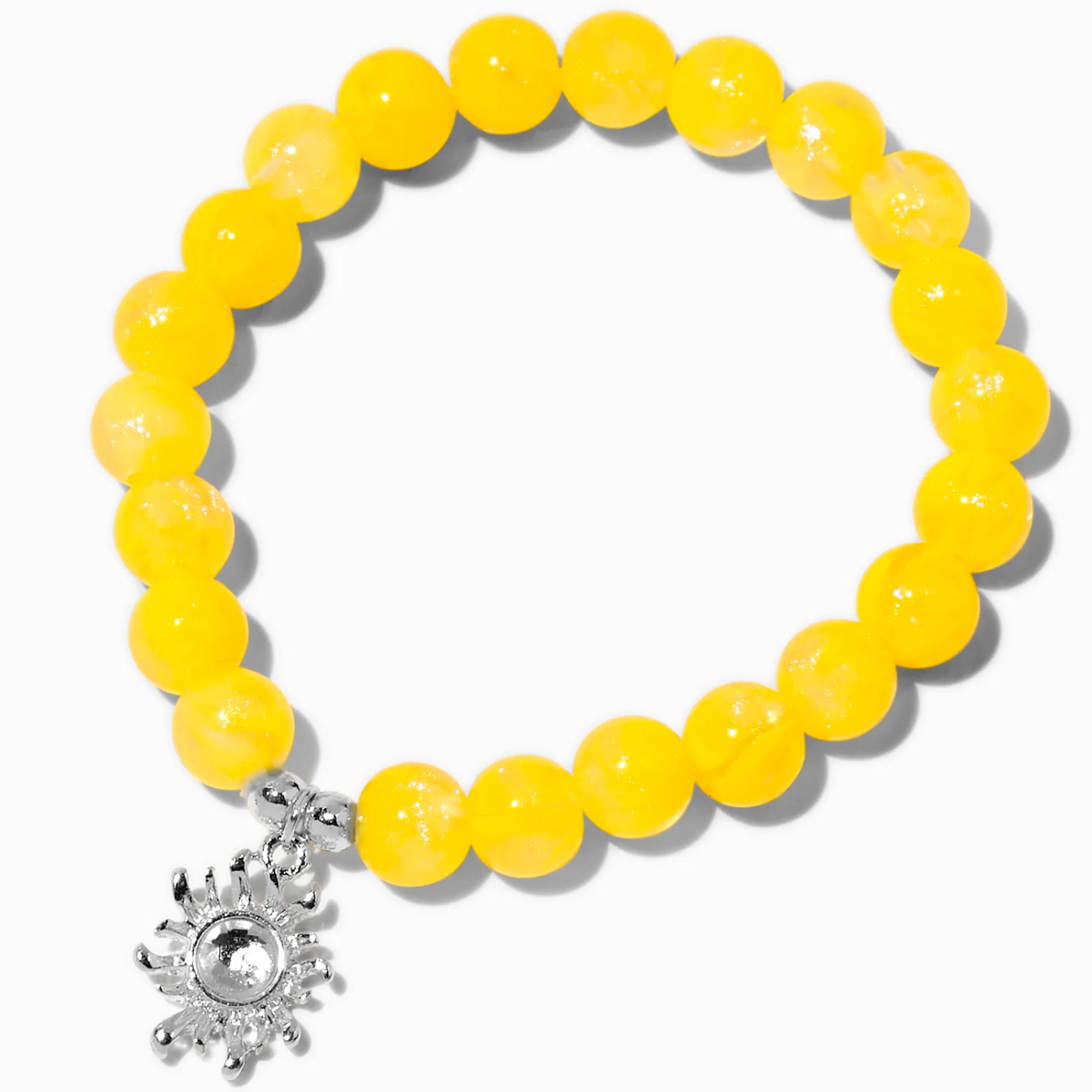 Claire's Bracelets-Bracelet élastique perlé jaune breloque soleil