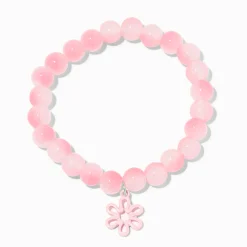 Claire's Bracelets-Bracelet élastique perlé marguerite rose