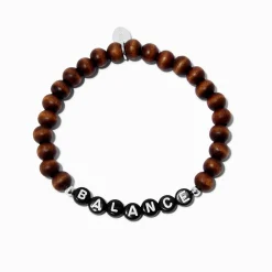 Claire's Bracelets-Bracelet élastique perlé marron « Balance »