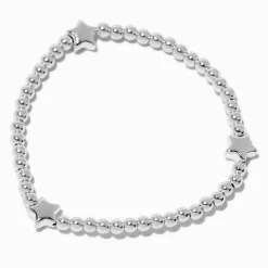 Claire's Bracelets-Bracelet élastique perlé étoile couleur argentée
