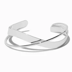 Claire's Bracelets-Bracelet manchette design entrecroisé couleur argentée