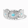 Claire's Bracelets-Bracelet manchette médaillon couleur turquoise couleur argentée