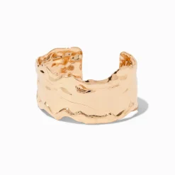 Claire's Bracelets-Bracelet manchette texturé couleur dorée