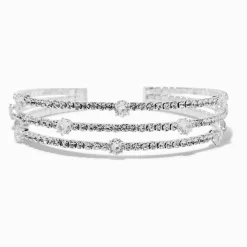 Claire's Bracelets-Bracelet manchette à triple rang avec strass