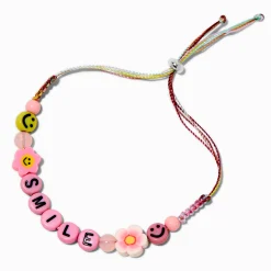 Claire's Bracelets-Bracelet réglable visage souriant rose