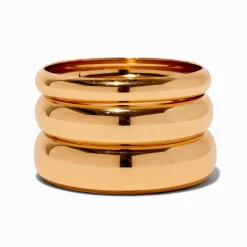 Claire's Bracelets-Bracelets bangle épais aux designs variés couleur dorée - Lot de 3