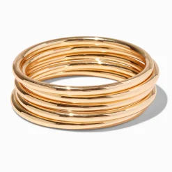 Claire's Bracelets-Bracelets bangle épais couleur dorée - Lot de 5