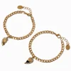 Claire's Bracelets-Bracelets à breloques cœur chaîne à maillons gourmette couleur dorée - Lot de 2
