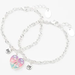 Claire's Bracelets-Bracelets à breloques cœur fendu phosphorescent best friends - Lot de 2