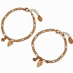 Claire's Bracelets-Bracelets à breloques cœur fendu couleur dorée best friends - Lot de 2