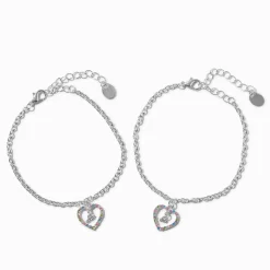 Claire's Bracelets-Bracelets à breloques cœurs colorés maman best friends - Lot de 2