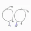 Claire's Bracelets-Bracelets breloques papillon fendues couleur argentée best friends - Lot de 2