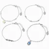 Claire's Bracelets-Bracelets chaîne rose et perle d'imitation couleur argentée - Lot de 4