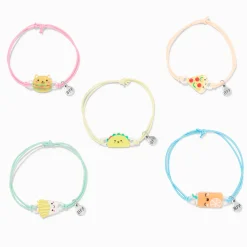 Claire's Bracelets-Bracelets d’amitié réglables petits animaux adorables et nourriture - Lot de 5