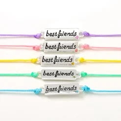 Claire's Bracelets-Bracelets d’amitié réglables plaques métalliques aux tons pastel - Lot de 5