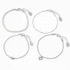 Claire's Bracelets-Bracelets de chaîne perle d'imitation et cœur couleur argentée - Lot de 4