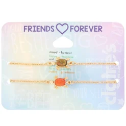 Claire's Bracelets-Bracelets d'humeur et d'amitié avec chaîne et tortue couleur dorée - Lot de 2