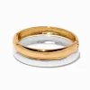 Claire's Bracelets-Bracelets fins bangle double superposition en métaux mixtes - Lot de 2