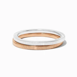Claire's Bracelets-Bracelets fins bangle ressort en métaux mixtes - Lot de 2