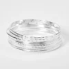 Claire's Bracelets-Bracelets fins bangle texturés couleur argentée - Lot de 8