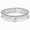 Claire's Bracelets-Bracelets élastiques avec chevrons couleur argentée - Lot de 2