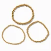 Claire's Bracelets|Bijoux Premium-Bracelets élastiques boule de tailles graduelles en acier inoxydable couleur dorée - Lot de 3