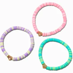 Claire's Bracelets-Bracelets élastiques à breloque cœur perlés best friends - Lot de 3