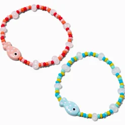 Claire's Bracelets-Bracelets élastiques breloque poisson perlée best friends - Lot de 2