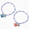 Claire's Bracelets-Bracelets élastiques en perles de rocaille cœurs pailletés best friends - Lot de 2