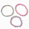 Claire's Bracelets-Bracelets élastiques fleurs et billes roses - Lot de 3