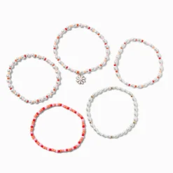 Claire's Bracelets-Bracelets élastiques perlés avec perles d'imitation - Lot de 5