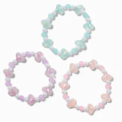 Claire's Bracelets-Bracelets élastiques perlés cœur pastel phosphorescents Claire's Club - Lot de 3