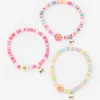 Claire's Bracelets-Bracelets élastiques perlés disques visages souriants marguerite Best Friends (lot de 3)