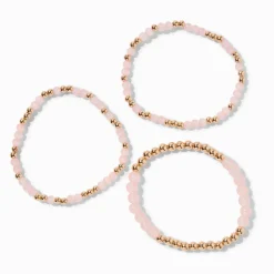 Claire's Bracelets-Bracelets élastiques perlés rose tendre - Lot de 3