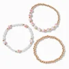 Claire's Bracelets-Bracelets élastiques perlés roses roses - Lot de 3