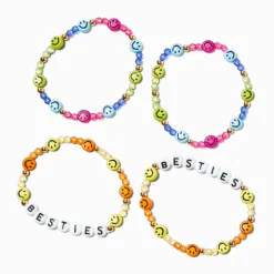Claire's Bracelets-Bracelets élastiques perlés visage joyeux best friends - Lot de 2