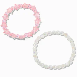 Claire's Bracelets-Bracelets élastiques étoiles iridescentes roses - Lot de 2