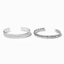 Claire's Bracelets-Bracelets manchettes texturés western couleur argentée - Lot de 3