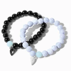 Claire's Bracelets-Bracelets perlés cœur fendu en deux effet marbré best friends - Lot de 2