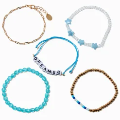 Claire's Bracelets-Bracelets perlés « Dreamer » bleus - Lot de 5