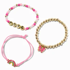 Claire's Bracelets-Bracelets perlés et réglables avec perles d’imitation « Love » Claire's Club - Lot de 3