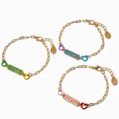Claire's Bracelets-Bracelets réglables cœur « Bestie » couleur dorée Best Friends - Lot de 3