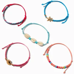Claire's Bracelets-Bracelets réglables tressés motif coquillages - Lot de 5